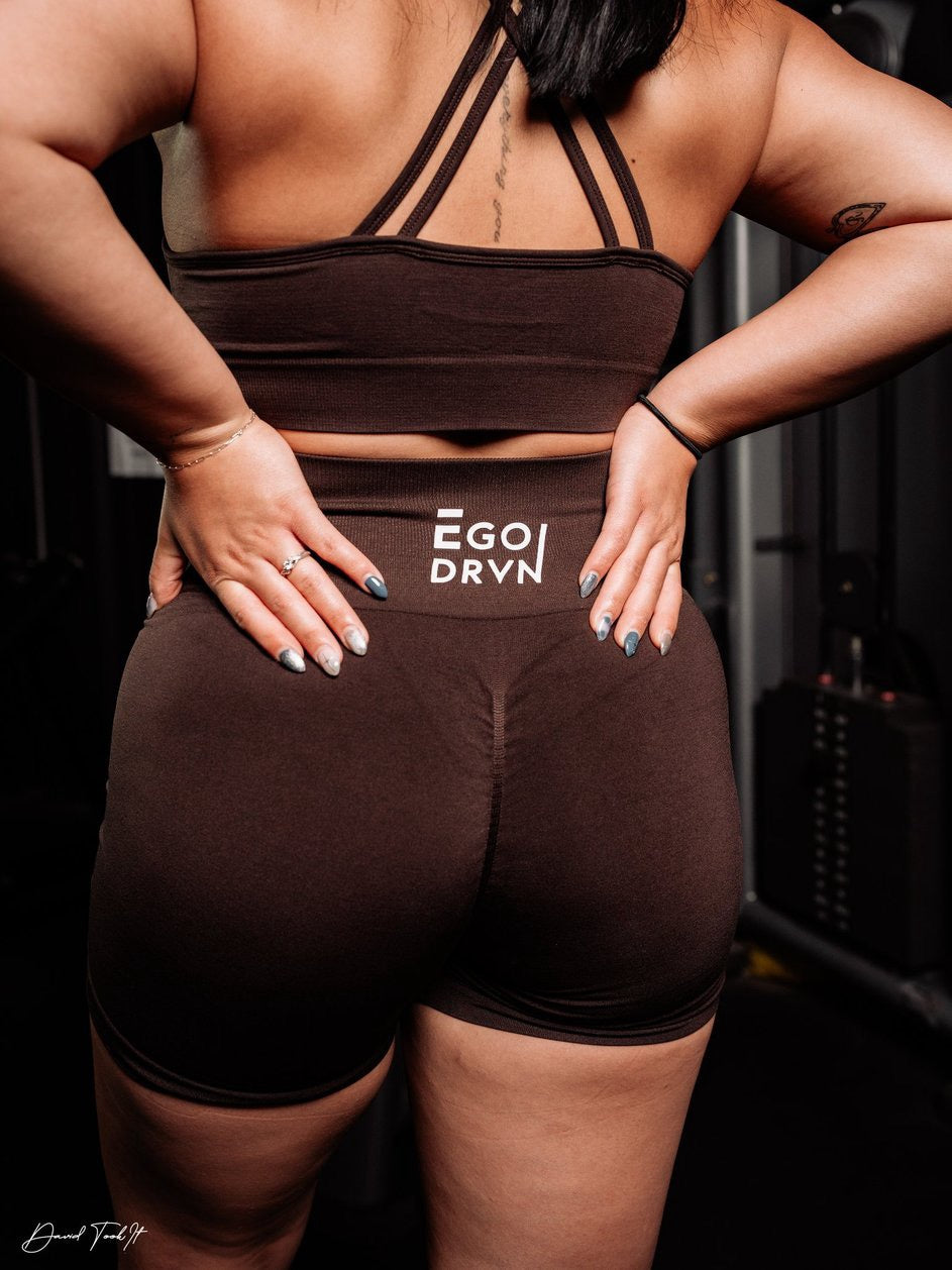 EgoDrvn Dark Brown Biker Shorts (High Waist)