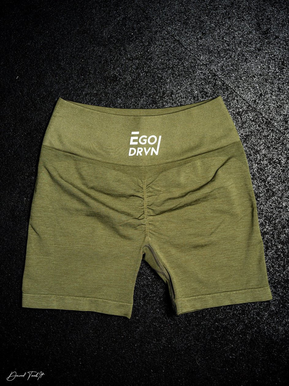 EgoDrvn Olive Green Biker Shorts (High Waist)