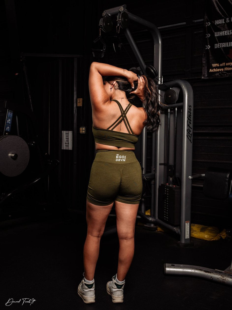 Ego Drvn Olive Green Sports Bra