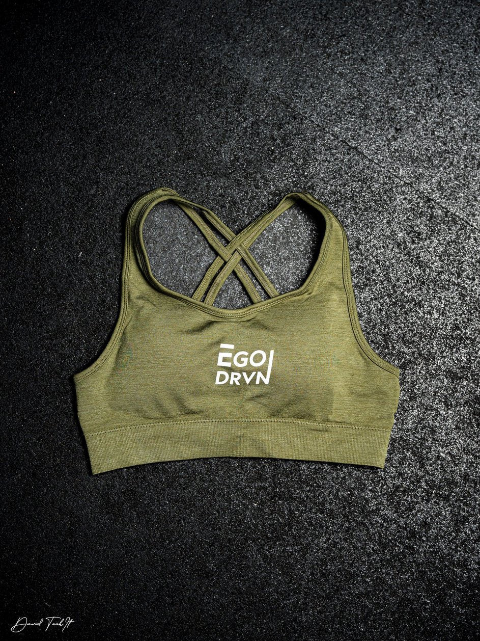 Ego Drvn Olive Green Sports Bra