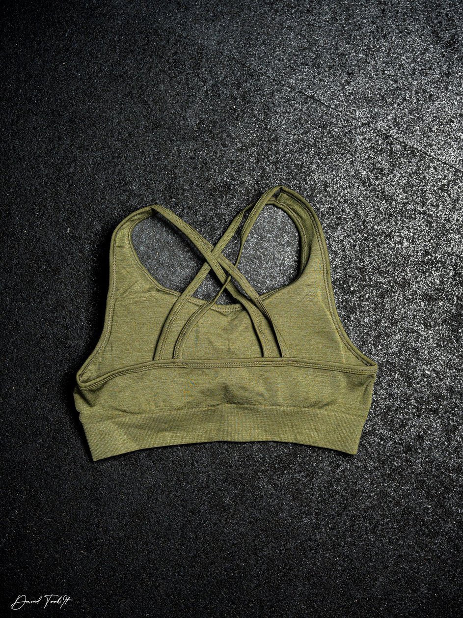 Ego Drvn Olive Green Sports Bra